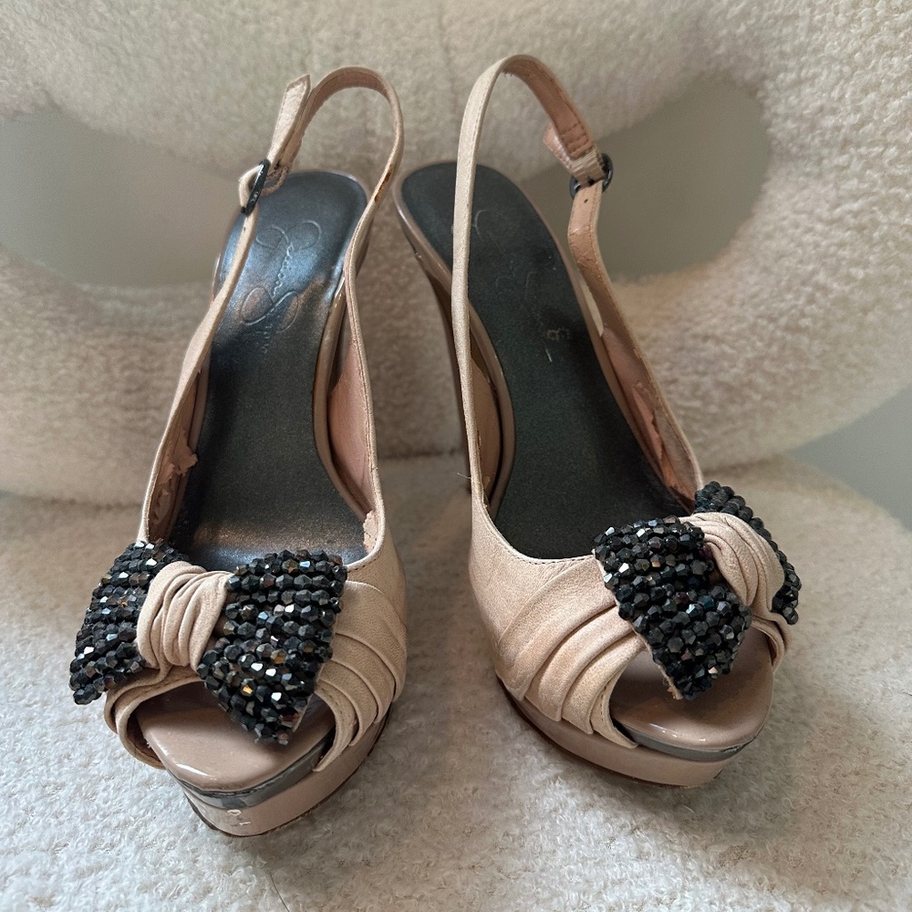 Jessica Simpson Rhinestone Bow Heel